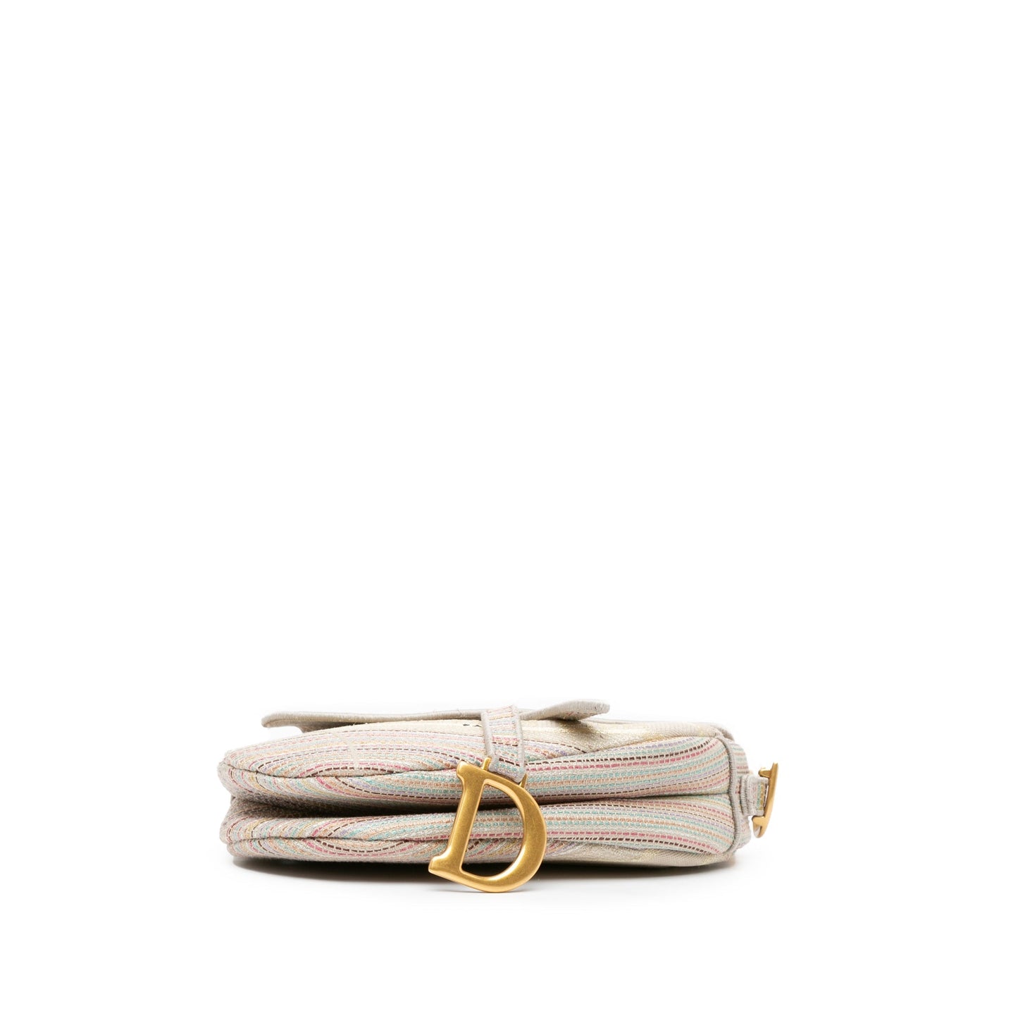 Embroidered Canvas Stripes Saddle Bag