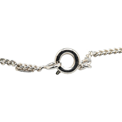 Silver Chanel Silver CC Enamel Pendant Necklace