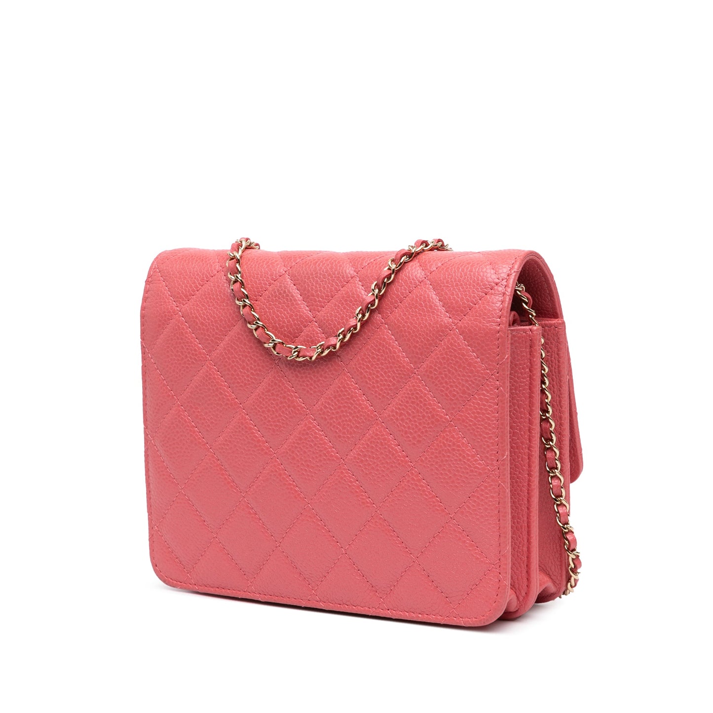 Pink Chanel Quilted Caviar Golden Class Wallet On Chain Crossbody Bag