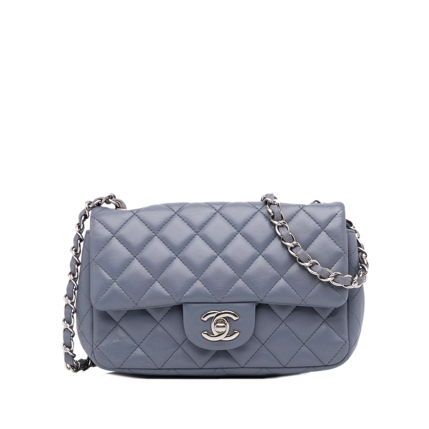 Purple Chanel Mini Rectangular Classic Lambskin Single Flap Crossbody Bag
