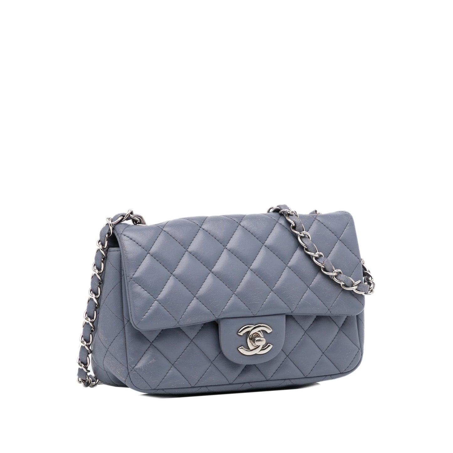 Purple Chanel Mini Rectangular Classic Lambskin Single Flap Crossbody Bag