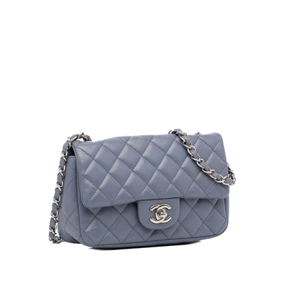 Purple Chanel Mini Rectangular Classic Lambskin Single Flap Crossbody Bag