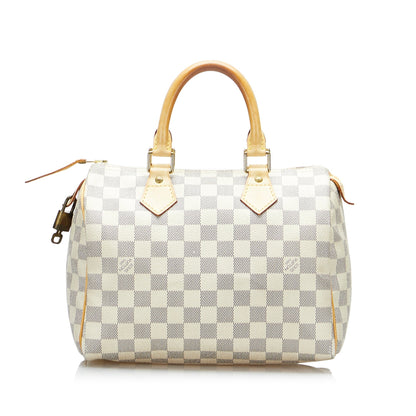 LOUIS VUITTON Damier Azur Speedy 25 White