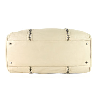 Modern Chain Zip Leather Tote Bag
