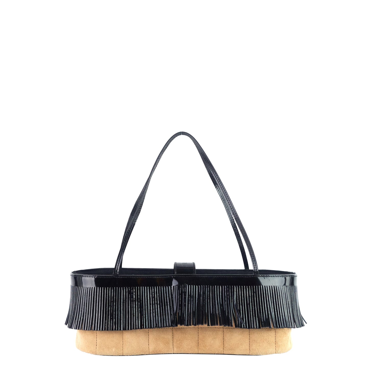 Suede and Patent Leather Mini Fringe Handbag