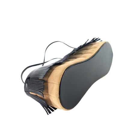 Suede and Patent Leather Mini Fringe Handbag