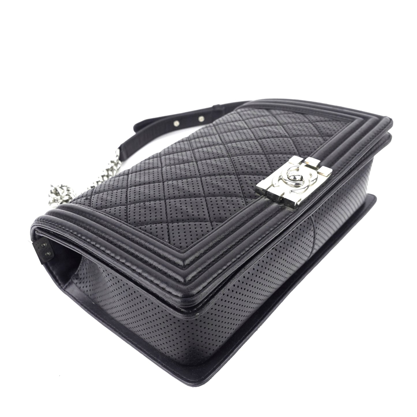 Perforated Lambskin Leather New Medium Boy Bag