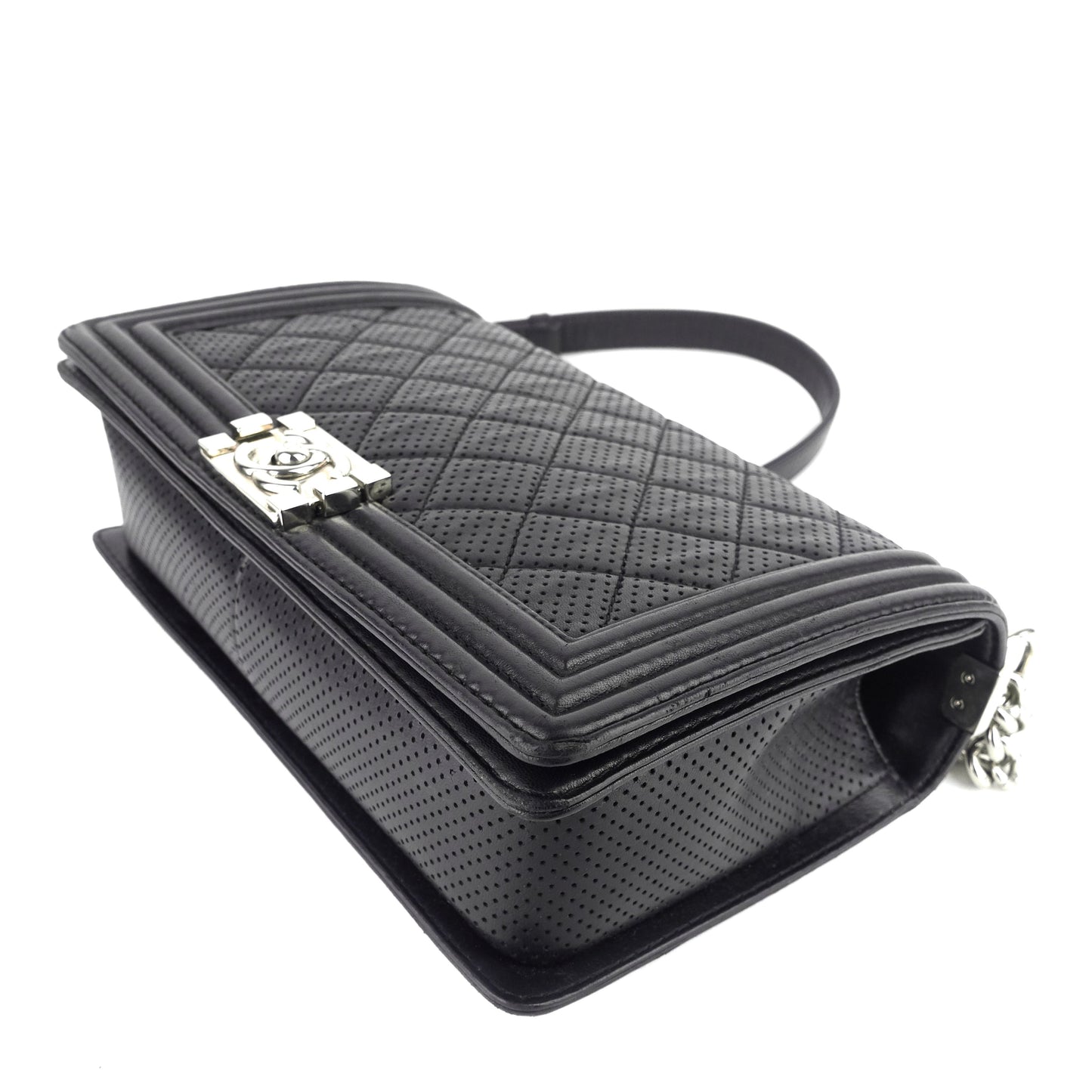 Perforated Lambskin Leather New Medium Boy Bag