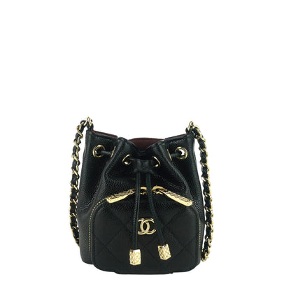 Mini CC Bucket Pocket Caviar Leather Bag