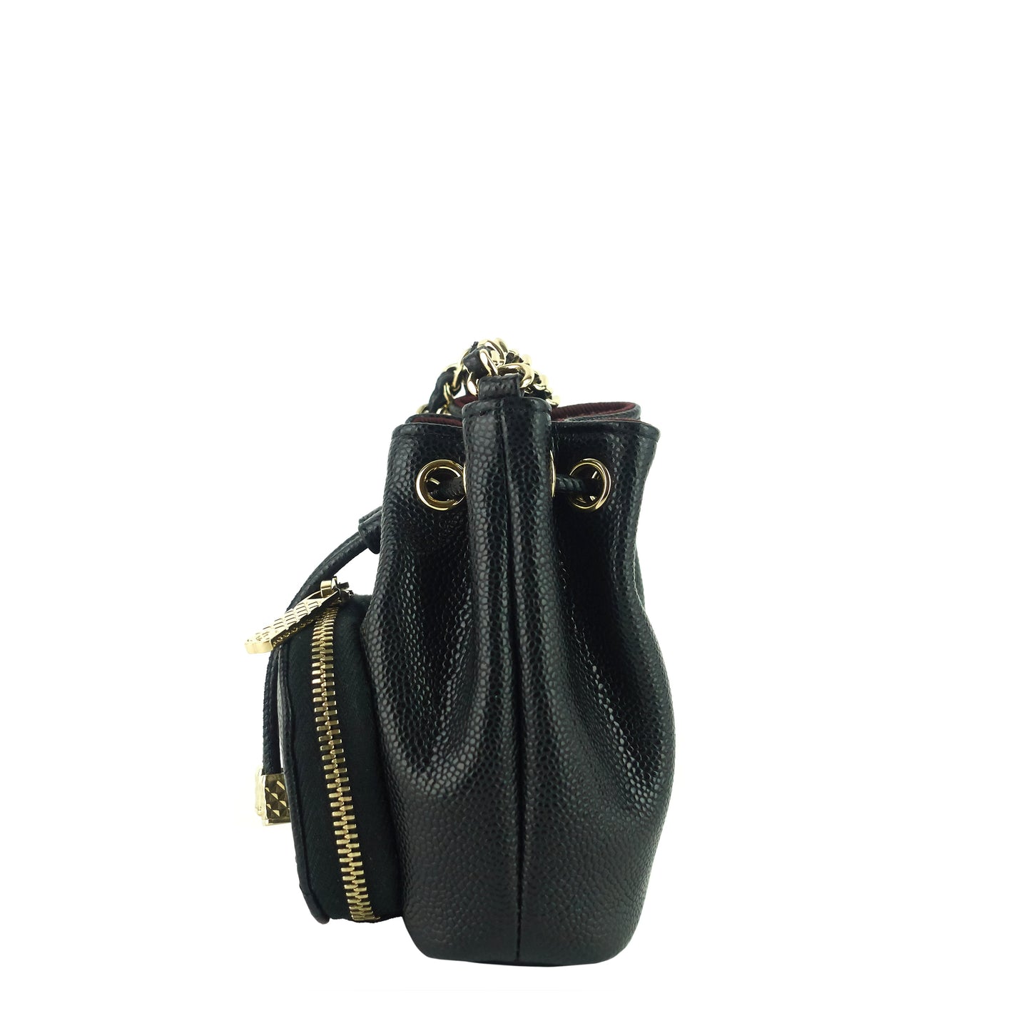 Mini CC Bucket Pocket Caviar Leather Bag