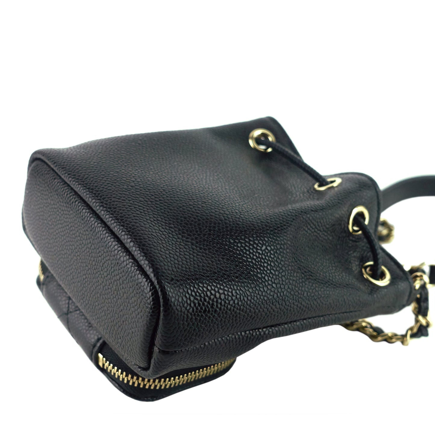 Mini CC Bucket Pocket Caviar Leather Bag