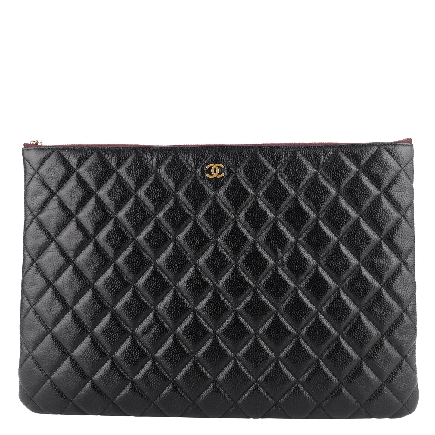O Case Large Caviar Leather Clutch Bag
