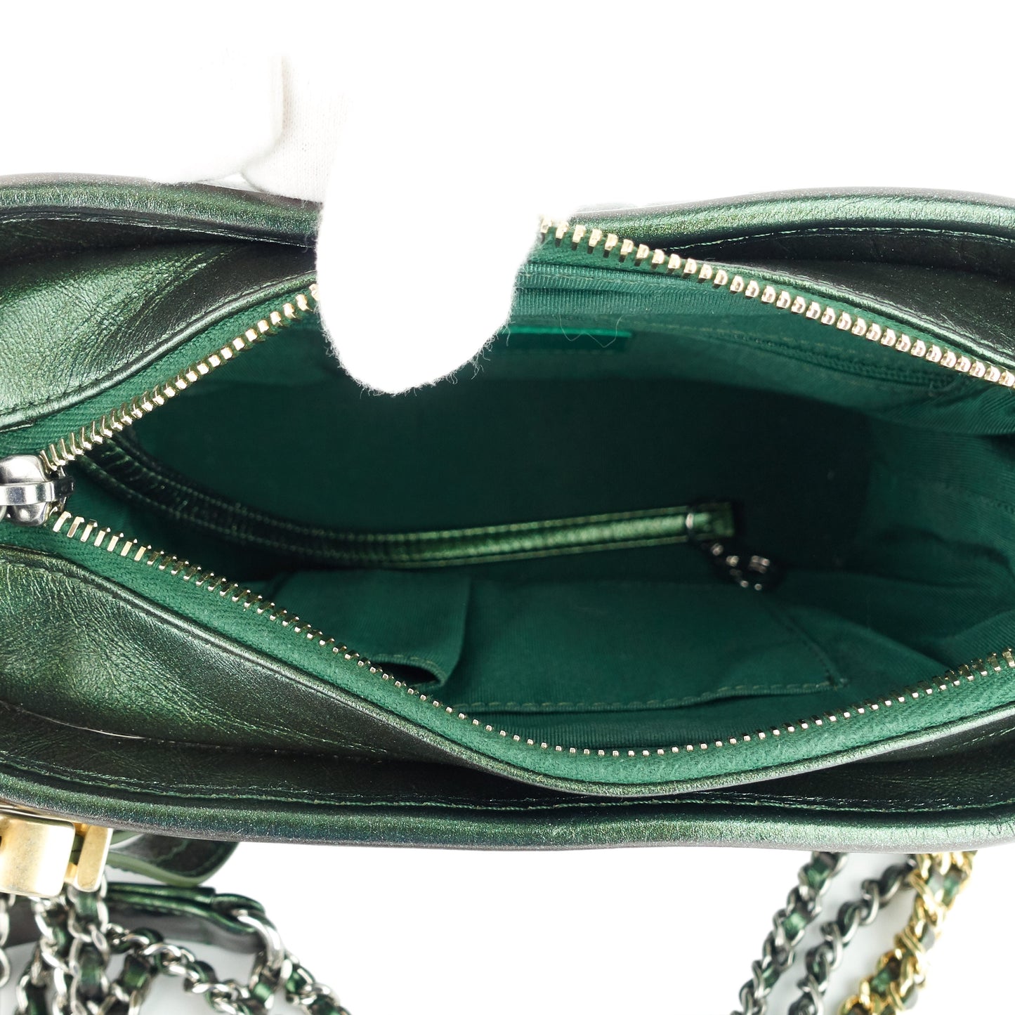 Gabrielle Small Chevron Metallic Leather Hobo Bag
