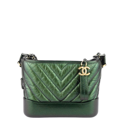 Gabrielle Small Chevron Metallic Leather Hobo Bag
