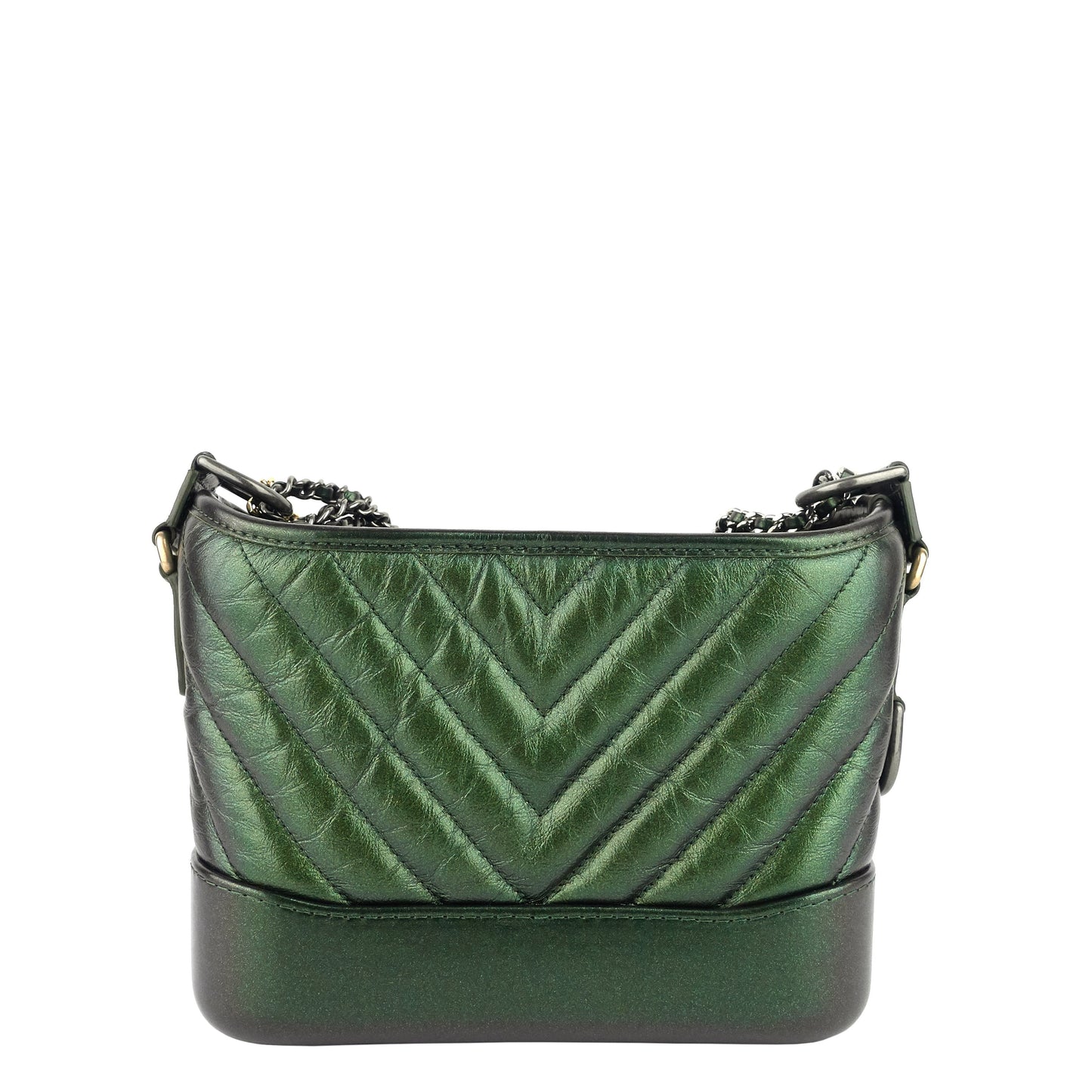 Gabrielle Small Chevron Metallic Leather Hobo Bag