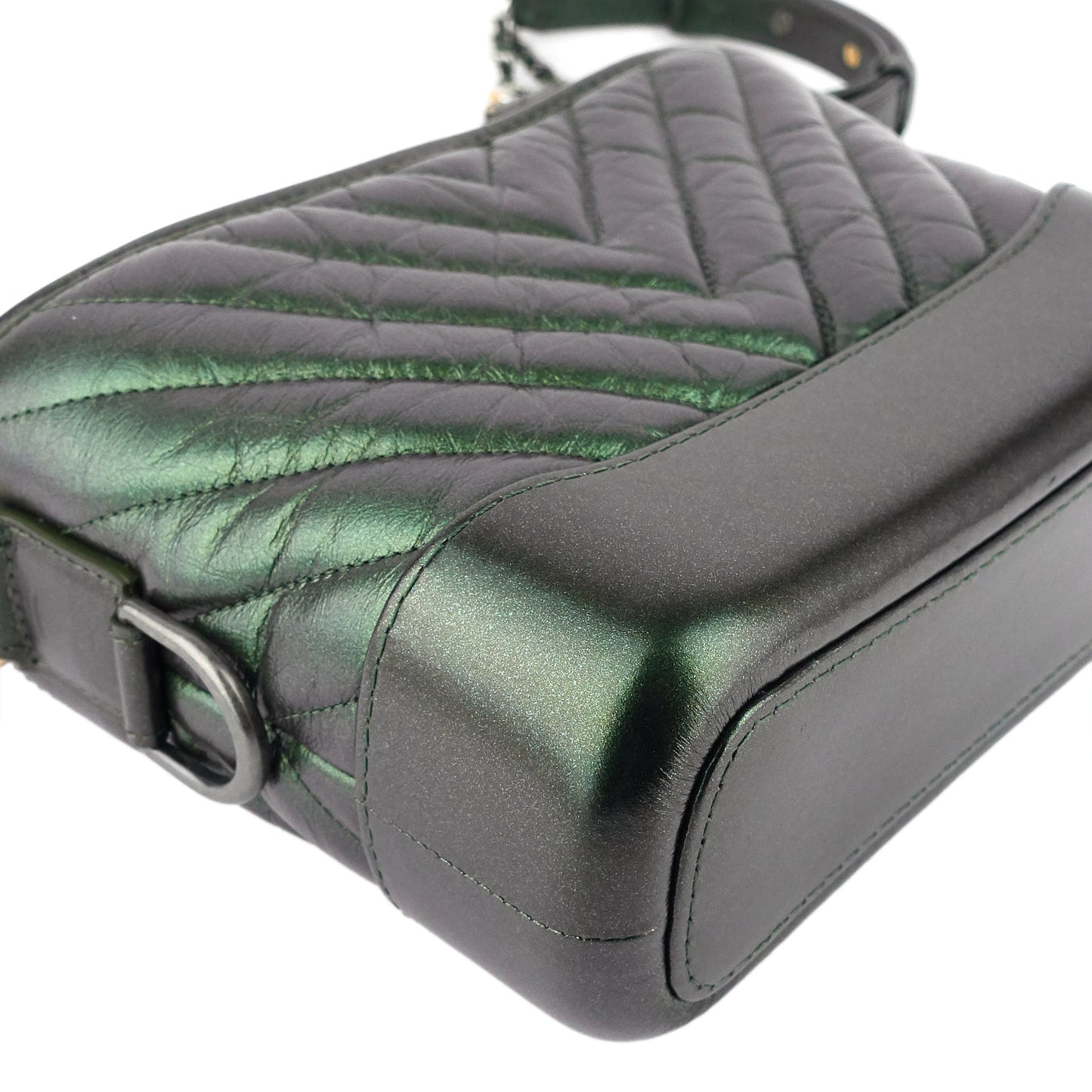 Gabrielle Small Chevron Metallic Leather Hobo Bag
