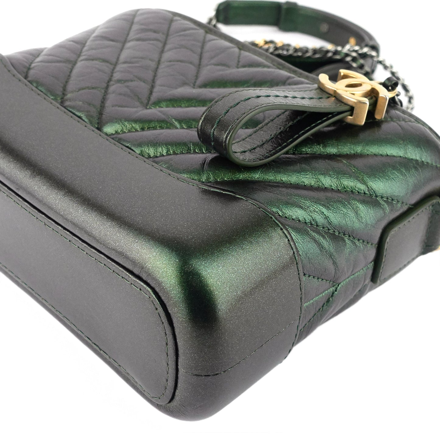 Gabrielle Small Chevron Metallic Leather Hobo Bag