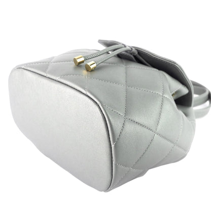 CC Lambskin Leather Chain Flap Backpack