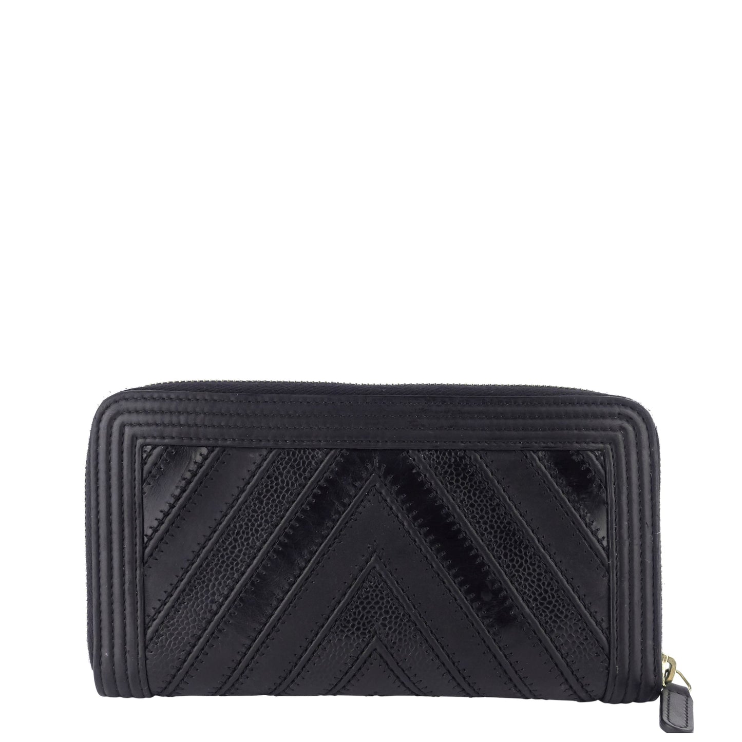 Boy Chevron Mixed Leather Zip Around Wallet