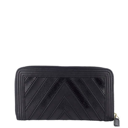 Boy Chevron Mixed Leather Zip Around Wallet