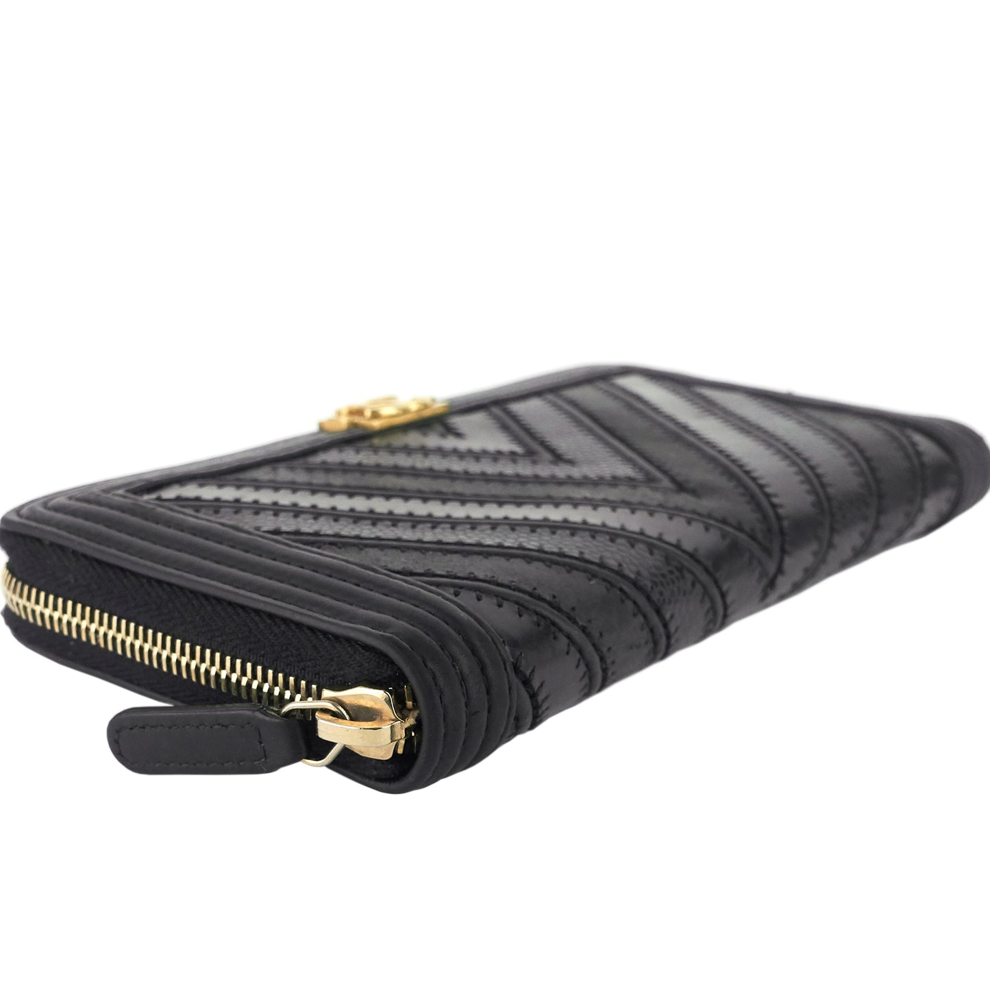 Boy Chevron Mixed Leather Zip Around Wallet