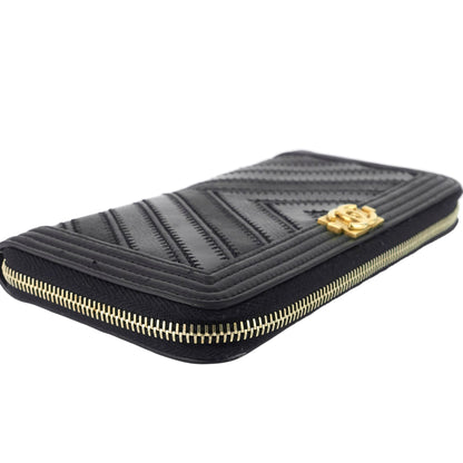 Boy Chevron Mixed Leather Zip Around Wallet