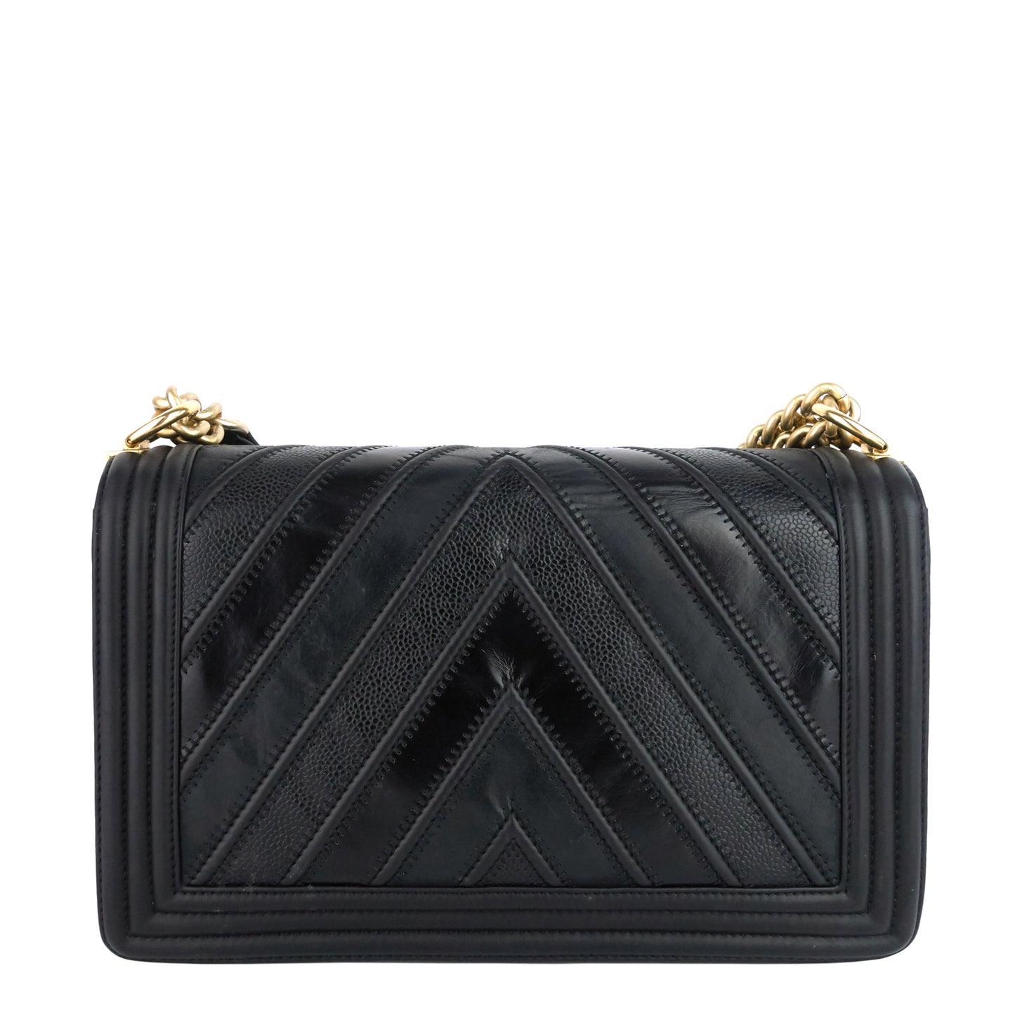 Boy Chevron Mixed Leather New Medium Bag