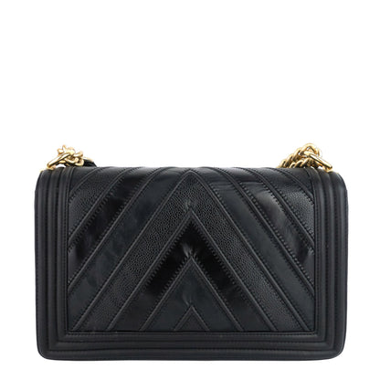 Boy Chevron Mixed Leather New Medium Bag