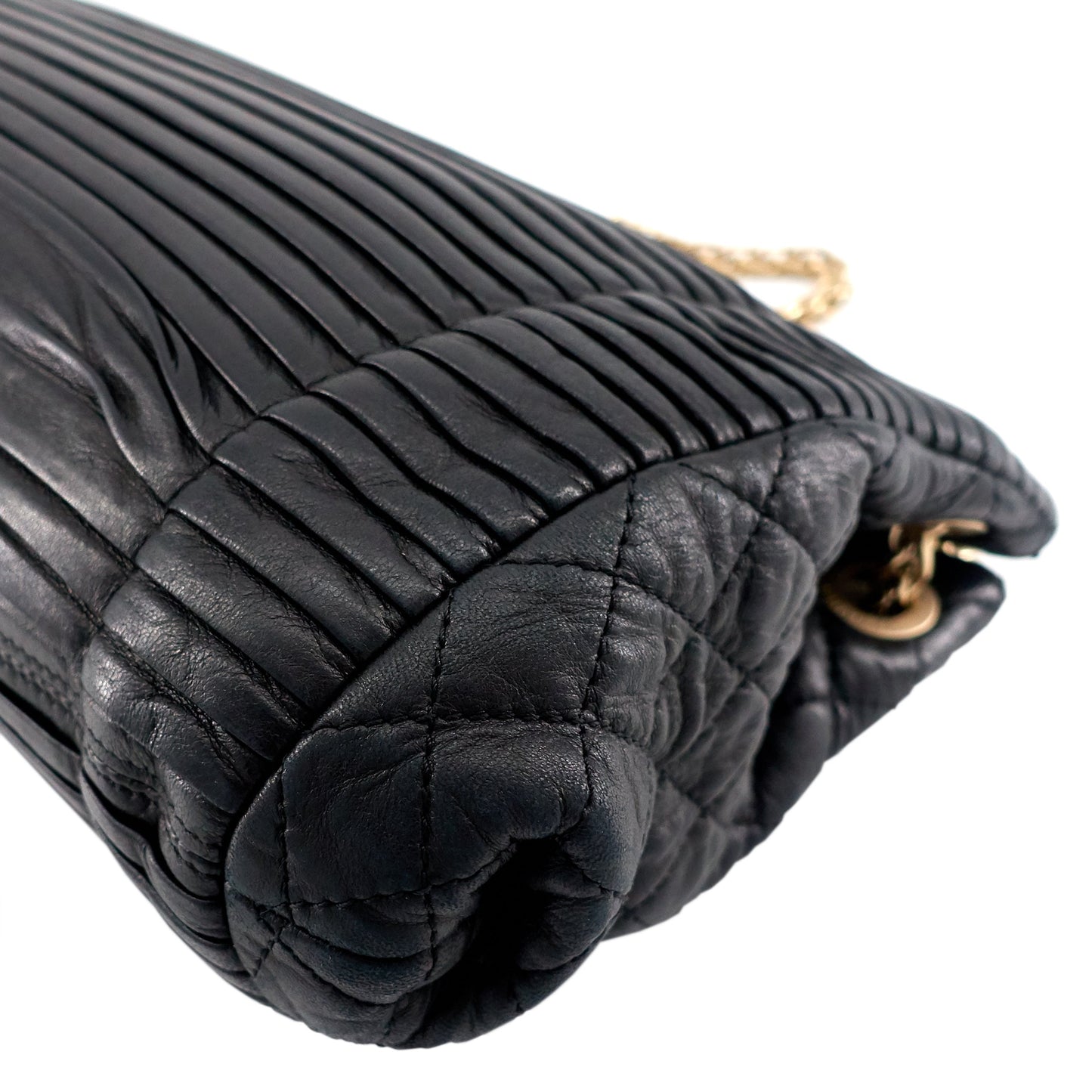 CC Accordion Pleated Lambskin Leather Chain Bag