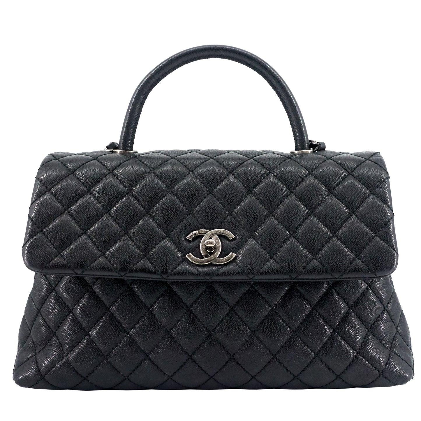 Coco Top Handle Medium Caviar Leather Bag