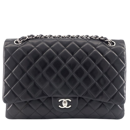 Classic Maxi Single Flap Lambskin Leather Bag