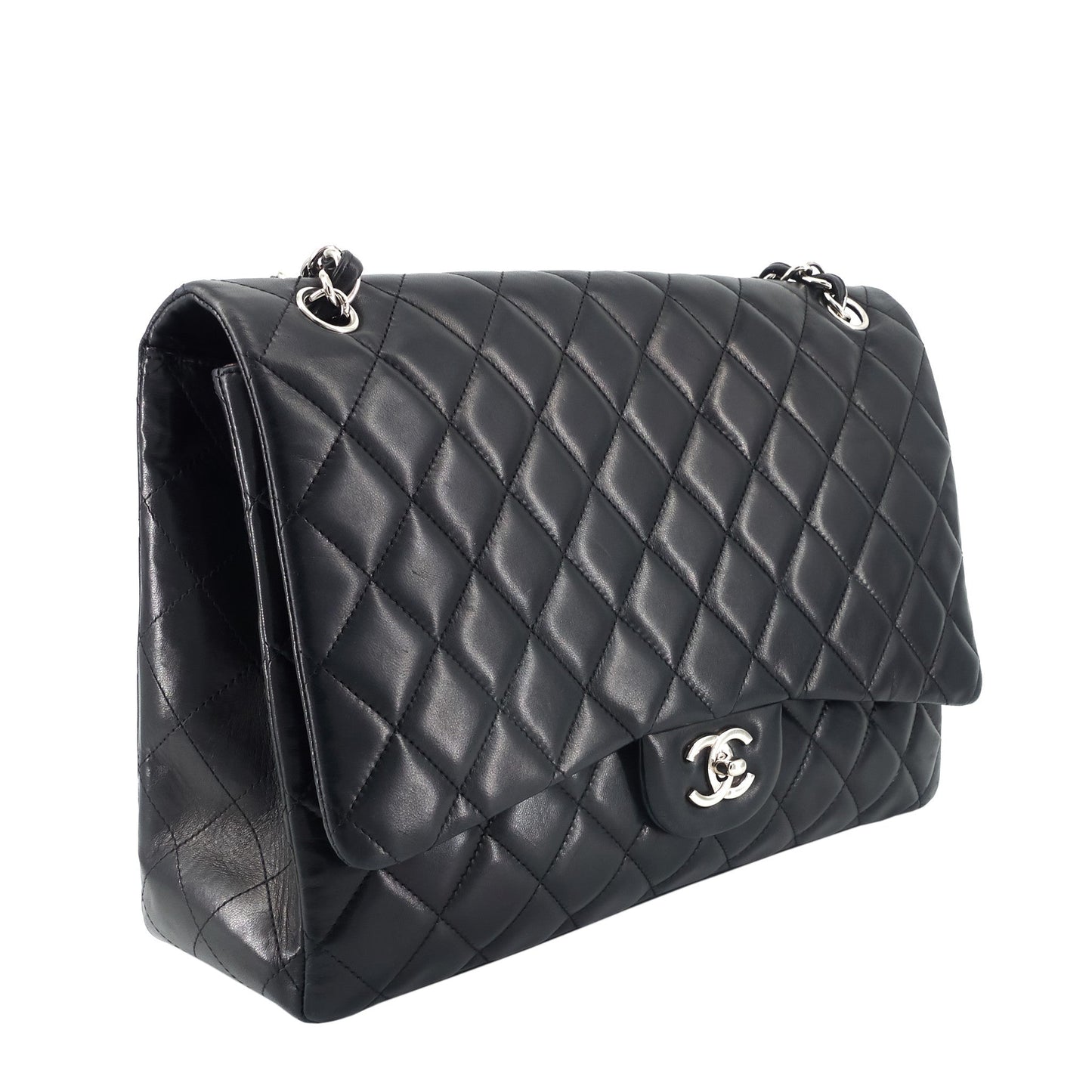 Classic Maxi Single Flap Lambskin Leather Bag