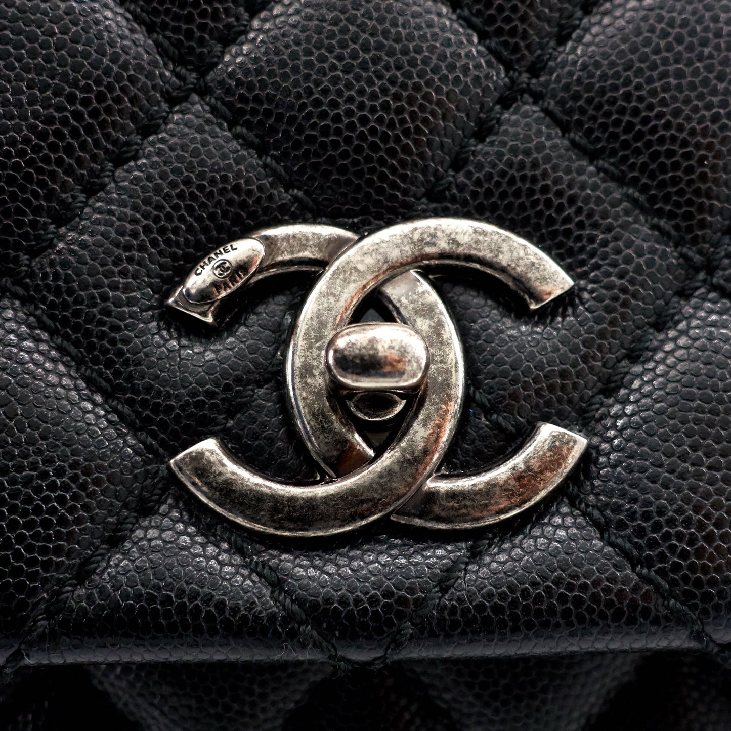 Coco Top Handle Medium Caviar Leather Bag