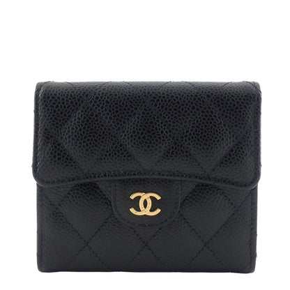 Trifold Caviar Leather Wallet