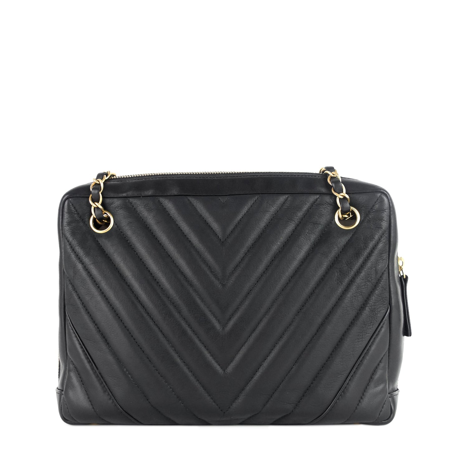 Chevron Quilted Lambskin Leather Camera Bag