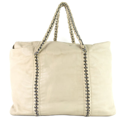Modern Chain Zip Leather Tote Bag