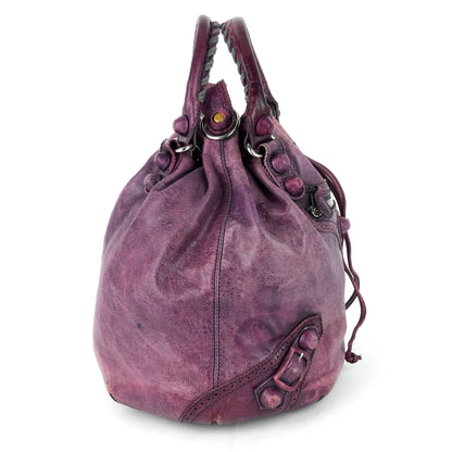 Balenciaga Pompon Giant Brogues Lambskin Leather Bag