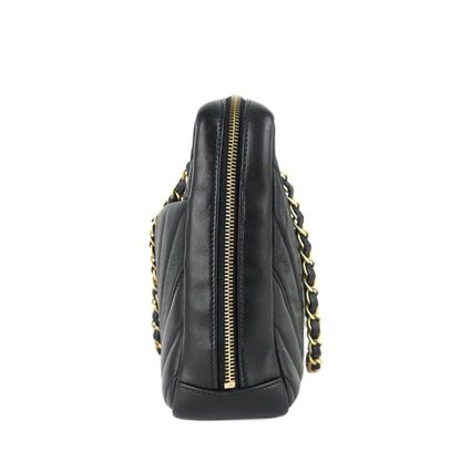 Chevron Quilted Lambskin Leather Camera Bag