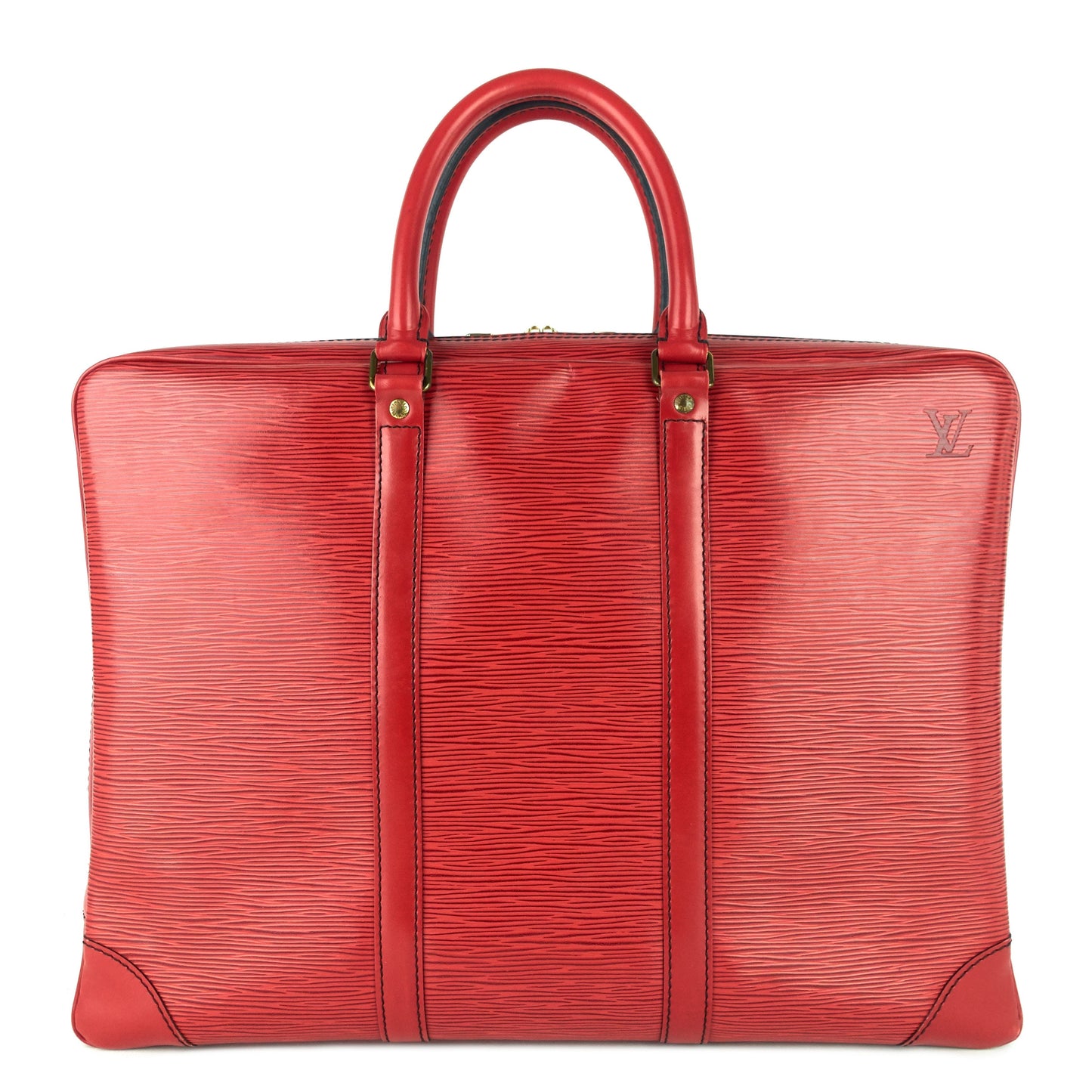 LOUIS VUITTON Porte-Documents Voyage Red Epi Leather Briefcase Bag