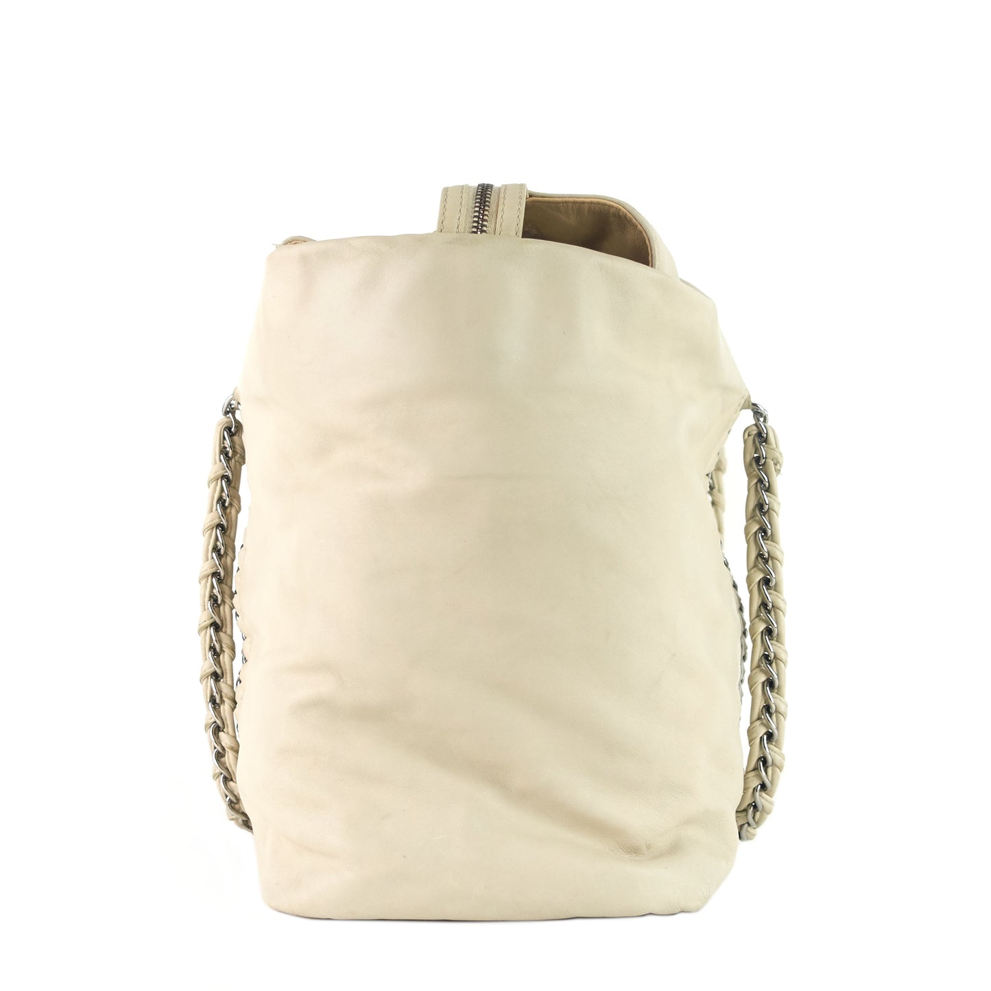 Modern Chain Zip Leather Tote Bag