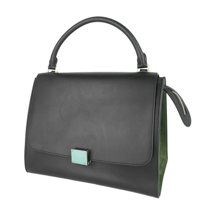 Celine Trapeze Calfskin Leather and Suede Bag