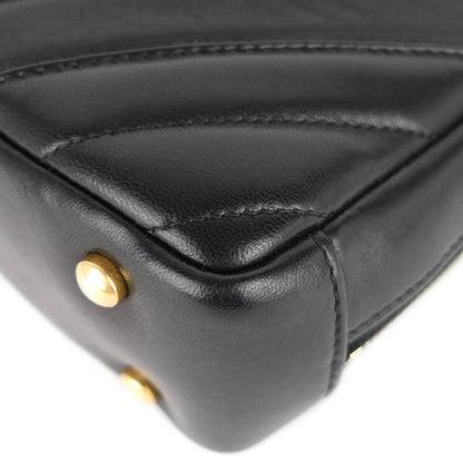 Chevron Quilted Lambskin Leather Camera Bag