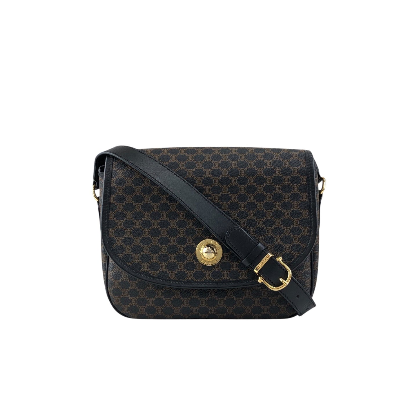 CELINE Macadam Starball Flap Shoulder bag Black Vintage a8awaa