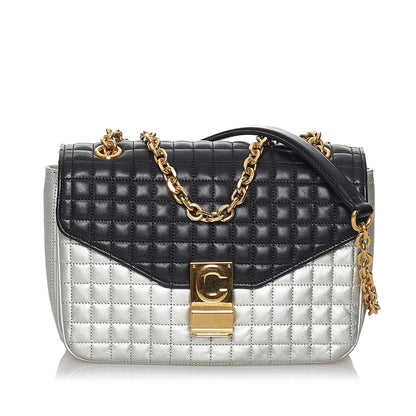 Celine Medium Bicolor C Quilted Leather Shoulder Bag