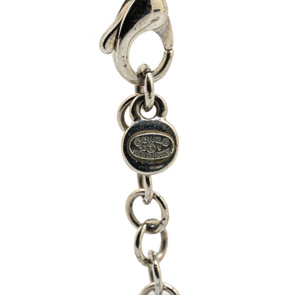 Silver Chanel Palladium Plated CC Crystal Pendant Necklace