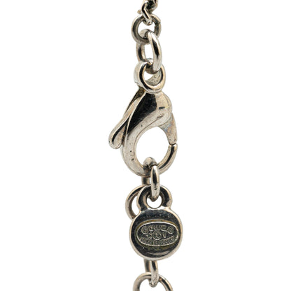 Silver Chanel Palladium Plated CC Crystal Pendant Necklace