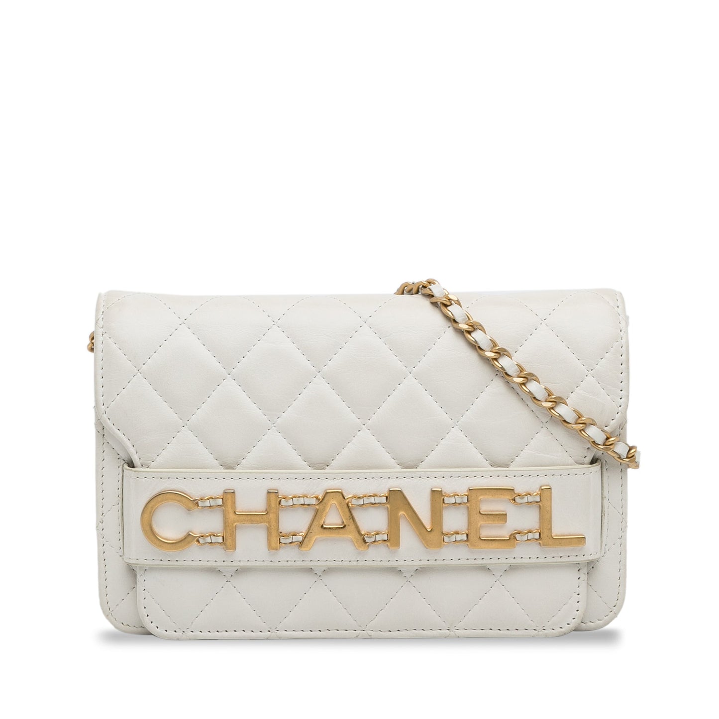 White Chanel Enchained Wallet on Chain Crossbody Bag