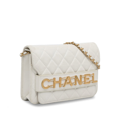 White Chanel Enchained Wallet on Chain Crossbody Bag