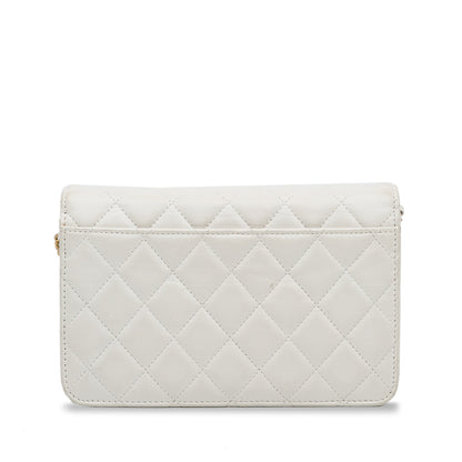 White Chanel Enchained Wallet on Chain Crossbody Bag
