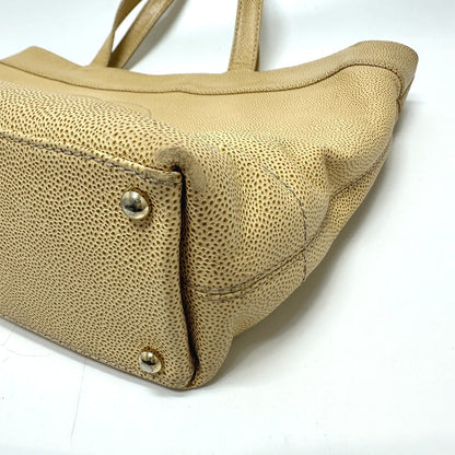 CHANEL Tote Bag Caviar skin beige COCO Mark CC Women Used